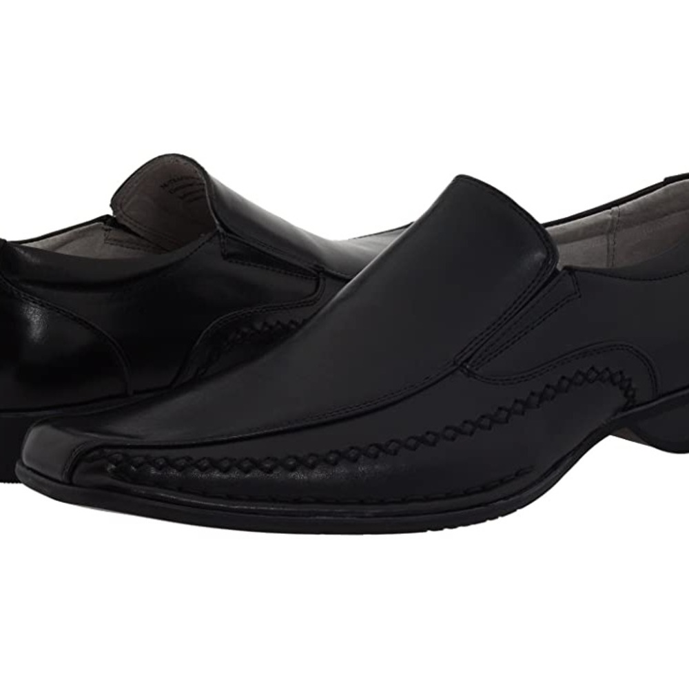 MADDEN Men’s Trace Black Leather Casual Slip On Shoes Size 10.